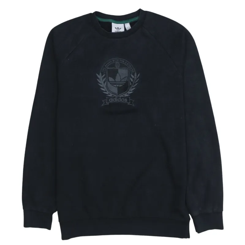 Adidas Black Sweatshirt Men’s Medium Crest Trefoil Logo Raglan Sleeve Pullover Jumper sold by Vintage Club