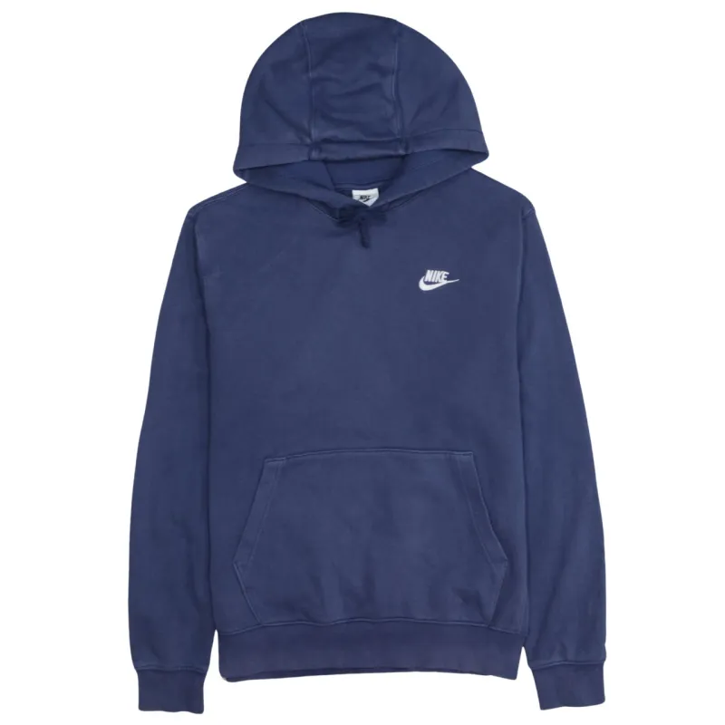 Nike Navy Blue Hoodie Men's Small Embroidered Swoosh Logo Front Pocket Pullover Sweatshirt sold by Vintage Club