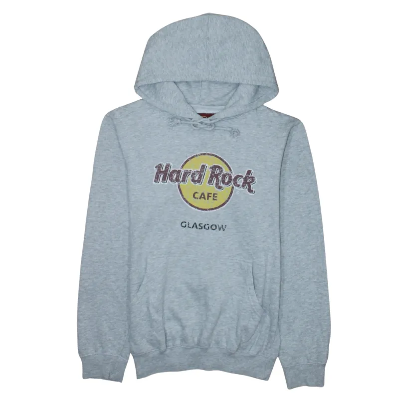 Hard Rock Cafe Light Grey Hoodie Women's Medium Printed Glasgow Logo Fleece Pullover Sweatshirt sold by Vintage Club