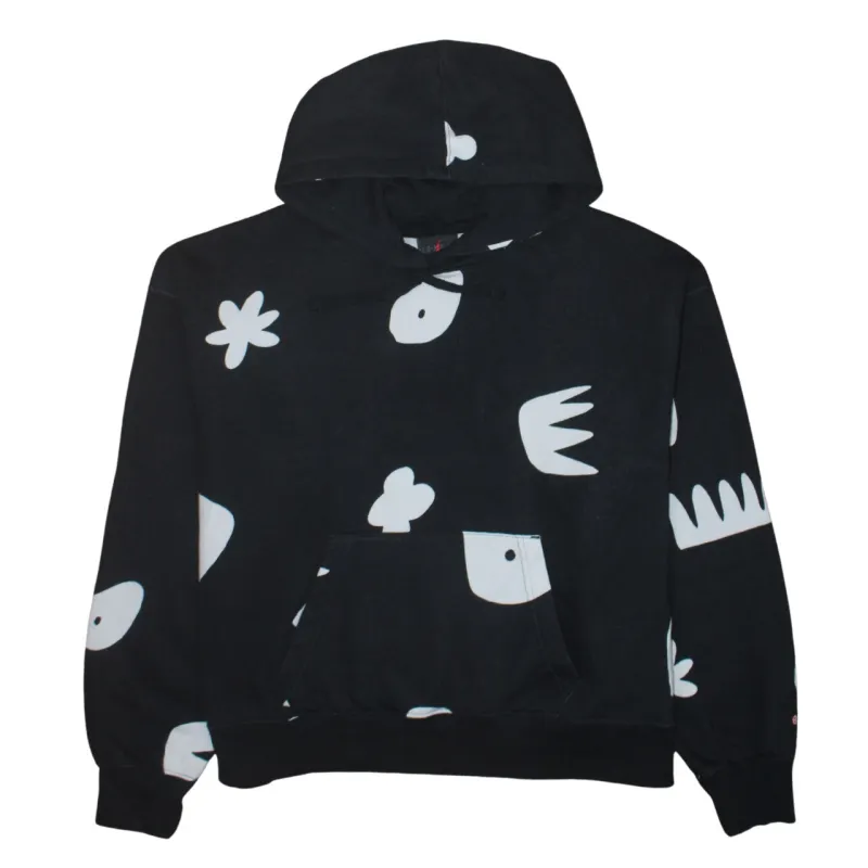 Jordan Black Hoodie Men's Small All Over Abstract Printed Graphic Pullover Sweatshirt sold by Vintage Club