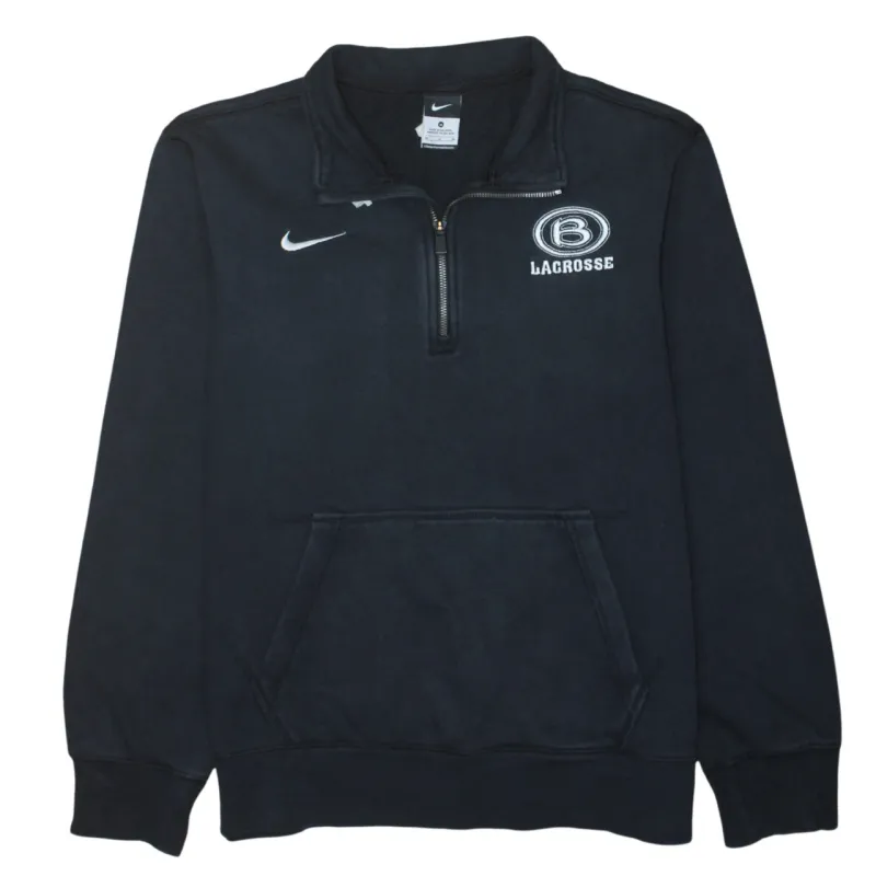 Nike Black Quarter Zip Sweatshirt Men's Medium Embroidered Lacrosse Logo Kangaroo Pocket Pullover sold by Vintage Club