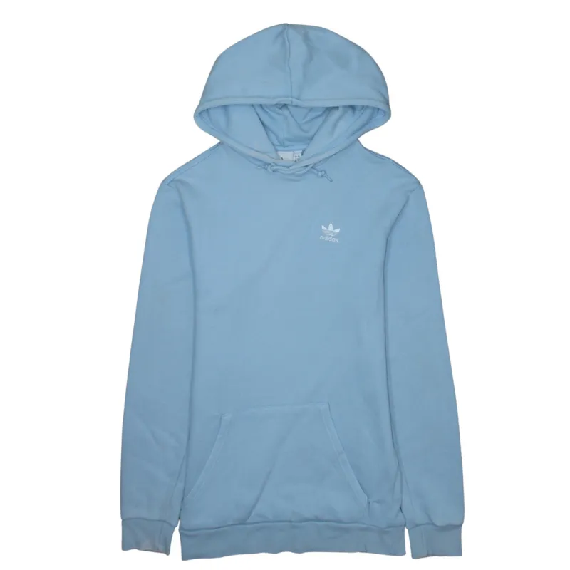 Adidas Light Blue Hoodie Men's Small Trefoil Printed Logo Front Pocket Pullover Sweatshirt sold by Vintage Club