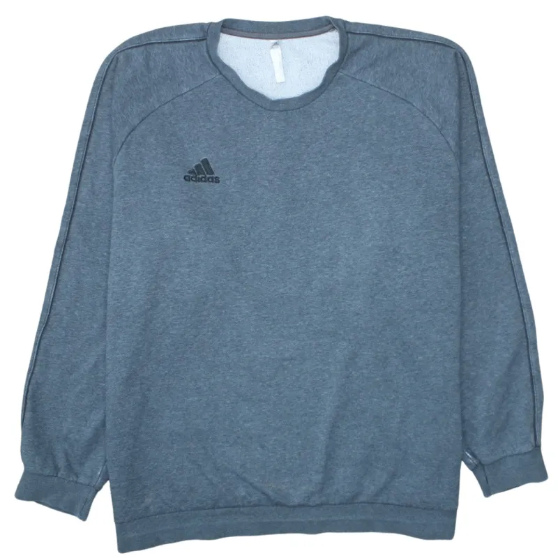 Adidas Blue Grey Sweatshirt Men’s XXLarge Embroidered Chest Logo Raglan Sleeves Pullover Top made by Adidas