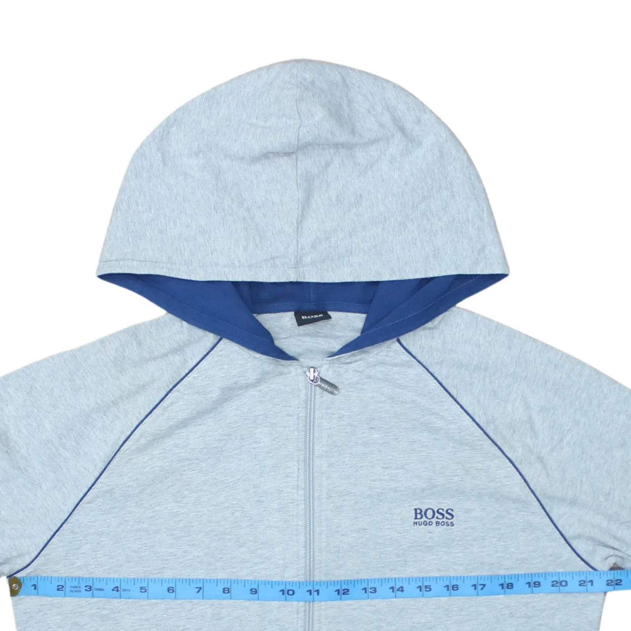 Hugo Boss Light Grey Zip Hoodie Men’s Medium Embroidered Chest Logo Contrast Hood Sweatshirt sold by Vintage Club product image thumbnail 5