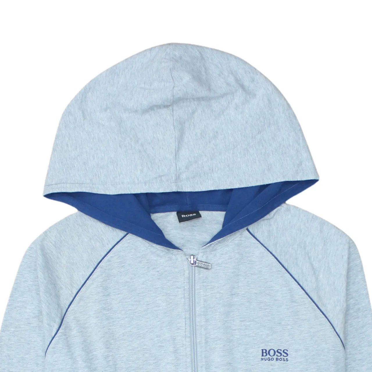 Hugo Boss Light Grey Zip Hoodie Men’s Medium Embroidered Chest Logo Contrast Hood Sweatshirt sold by Vintage Club product image thumbnail 3