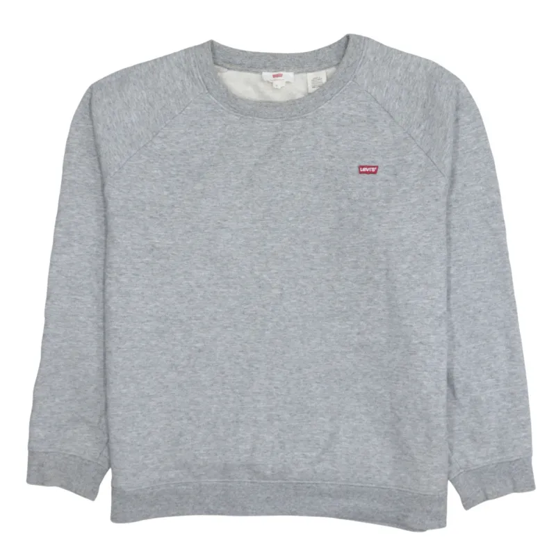 Levi's Grey Sweatshirt Men's Medium Embroidered Chest Logo Floral Sleeve Detail Pullover made by Levi's