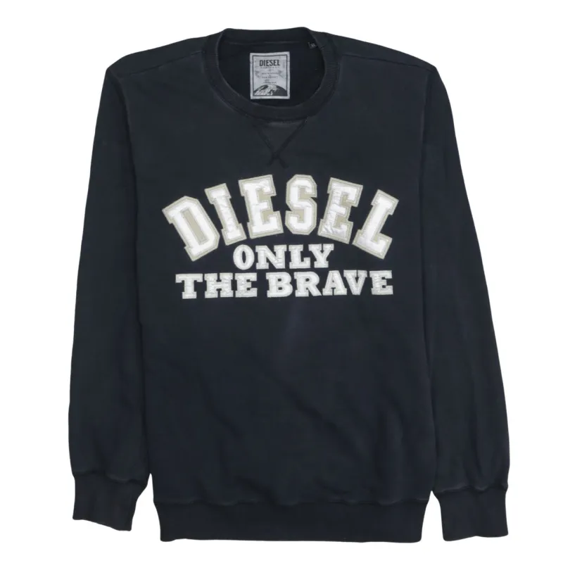 Diesel Black Sweatshirt Men’s XLarge Embroidered Only The Brave Logo Crewneck Pullover Top made by Diesel
