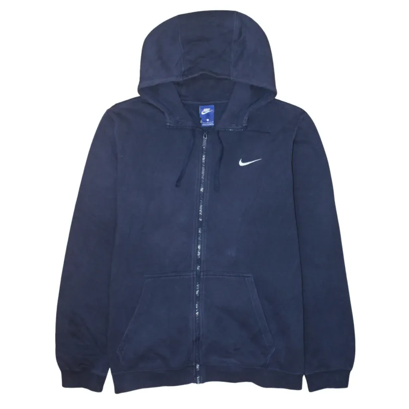 Nike Navy Blue Full Zip Hoodie Men's Large Embroidered Swoosh Front Pockets Sweatshirt sold by Vintage Club