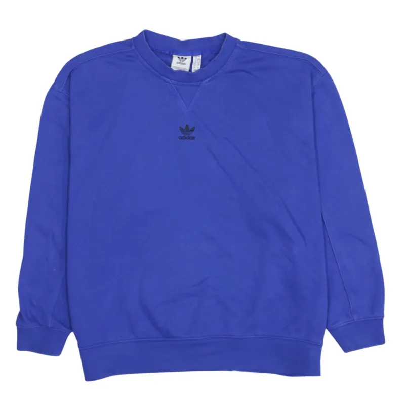 Adidas Royal Blue Sweatshirt Women’s XXLarge Embroidered Trefoil Logo Crewneck Pullover Top sold by Vintage Club
