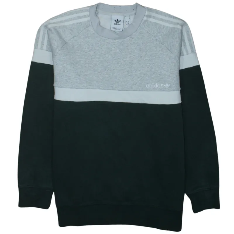 Adidas Grey Green Sweatshirt Men's Large Trefoil Logo Three Stripe Raglan Pullover Top sold by Vintage Club