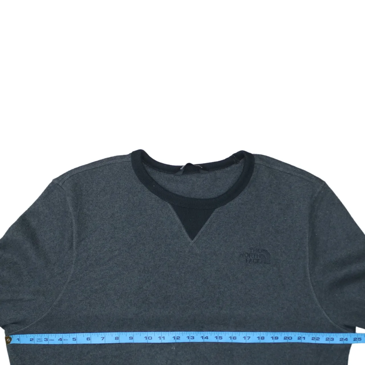 The North Face Dark Grey Sweatshirt Men's XLarge Embroidered Chest Logo Ribbed Crewneck Pullover Jumper sold by Vintage Club product image thumbnail 5