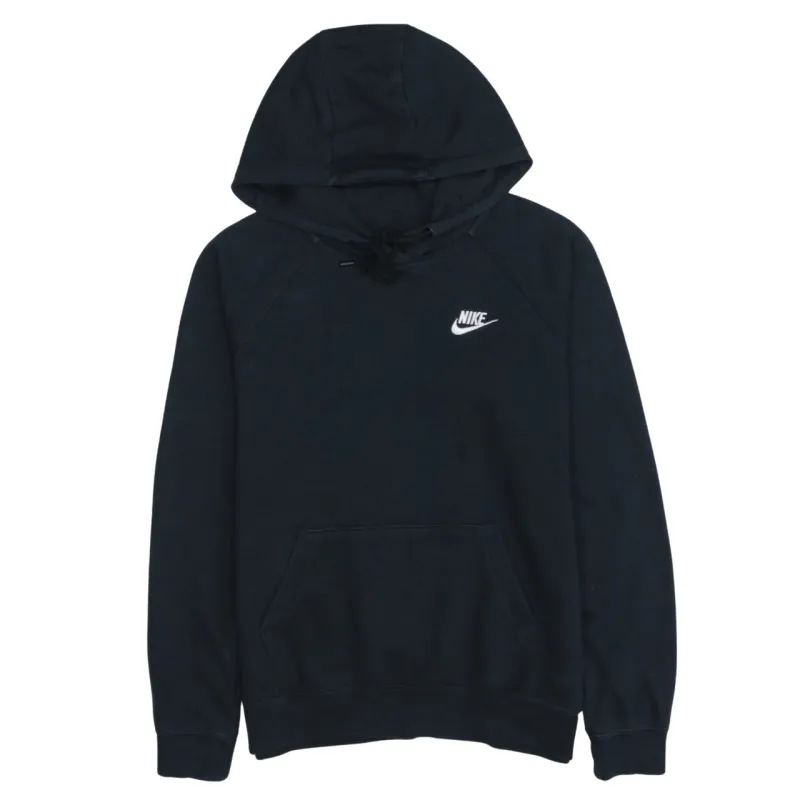 Nike Black Hoodie Men’s Small Embroidered Swoosh Logo Raglan Sleeve Pullover Sweatshirt sold by Vintage Club