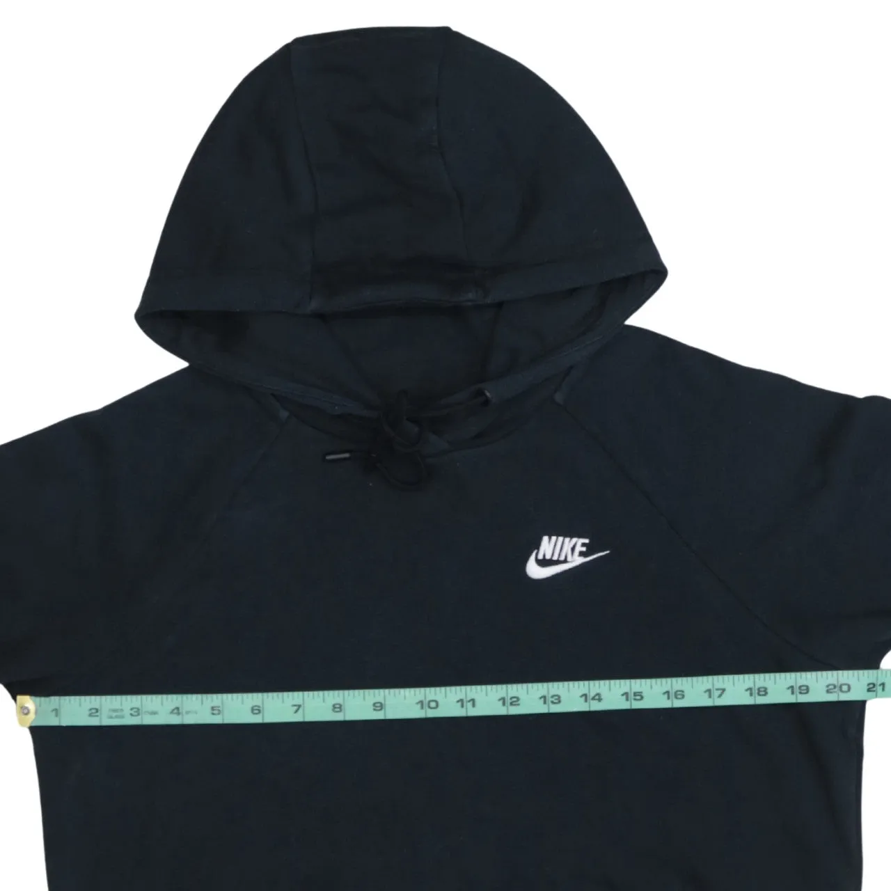 Nike Black Hoodie Men’s Small Embroidered Swoosh Logo Raglan Sleeve Pullover Sweatshirt sold by Vintage Club product image thumbnail 5