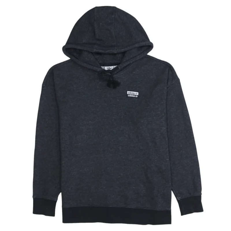 Adidas Charcoal Black Hoodie Women’s XSmall Small Chest Logo Drawstring Pullover Sweatshirt sold by Vintage Club