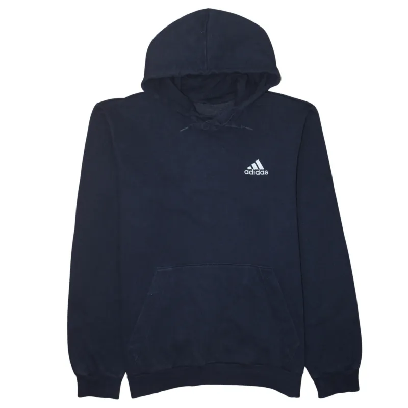 Adidas Navy Blue Hoodie Men's Medium Embroidered Chest Logo Front Pocket Pullover Sweatshirt sold by Vintage Club