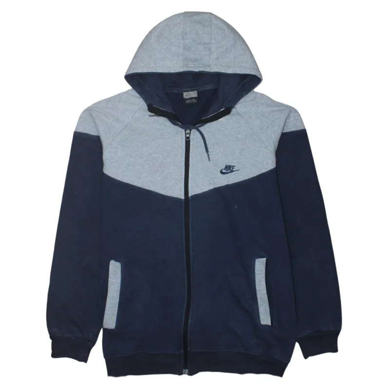 Nike Grey Navy Hoodie Women's Large Full Zip Embroidered Swoosh Pockets Sweatshirt sold by Vintage Club