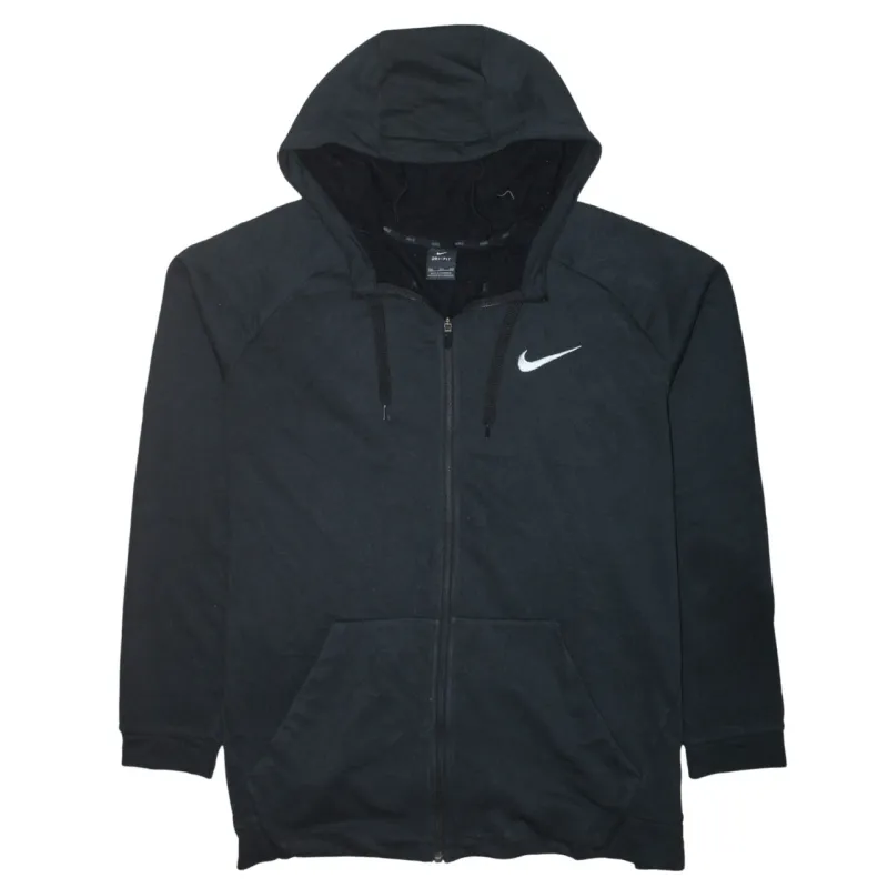 Nike Black Full Zip Hoodie Women’s XXLarge Embroidered Swoosh Split Pocket Fleece Sweatshirt sold by Vintage Club