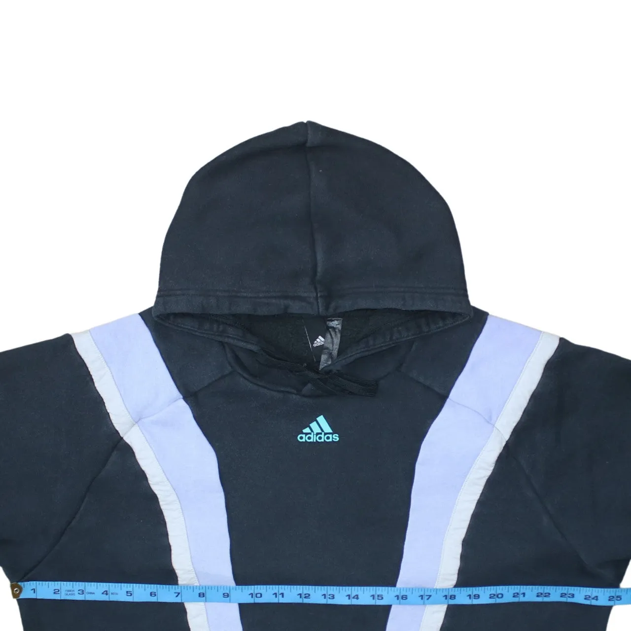 Adidas Black Hoodie Men’s Large Embroidered Logo Panel Design Three Stripe Sleeves Sweatshirt sold by Vintage Club product image thumbnail 5