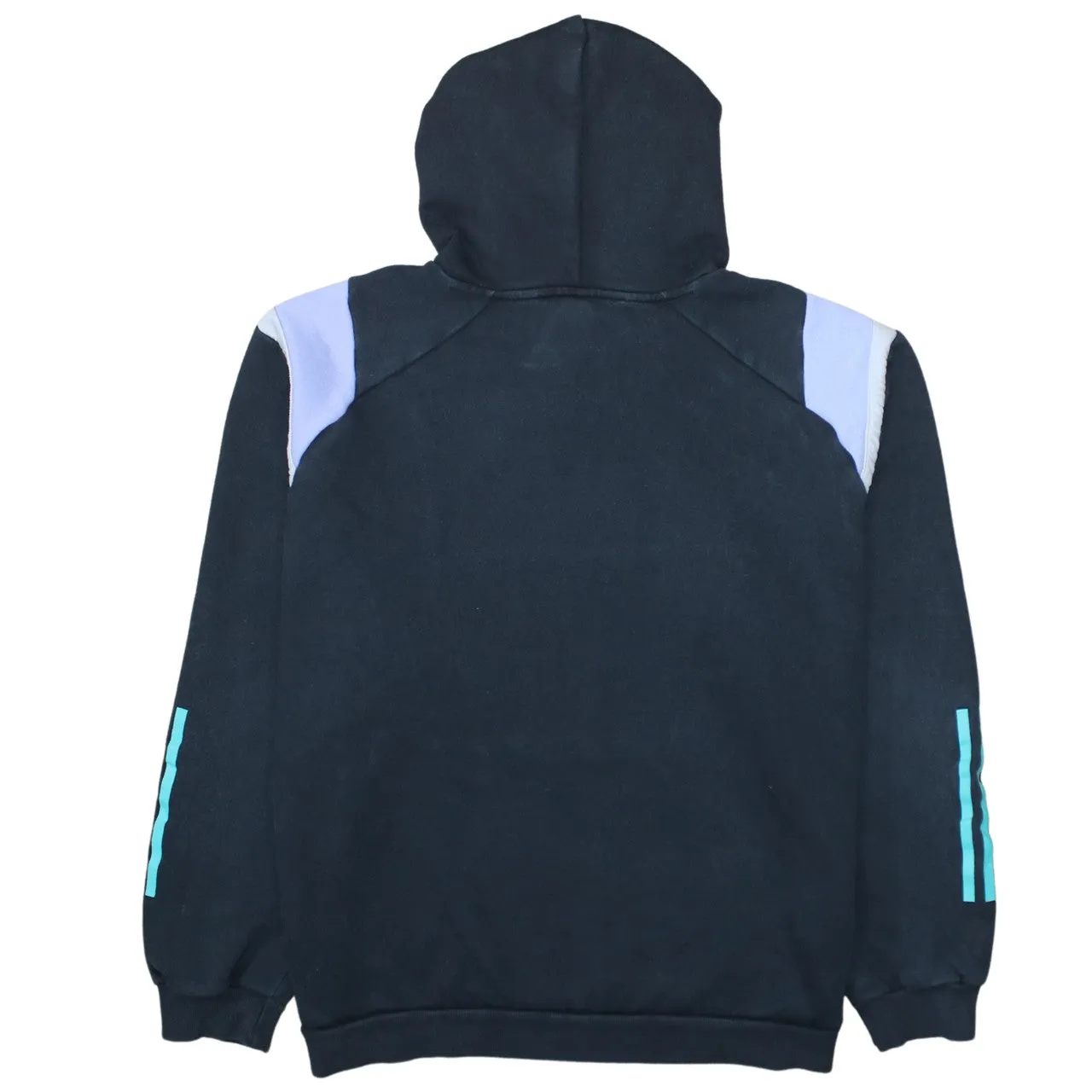 Adidas Black Hoodie Men’s Large Embroidered Logo Panel Design Three Stripe Sleeves Sweatshirt sold by Vintage Club product image thumbnail 2