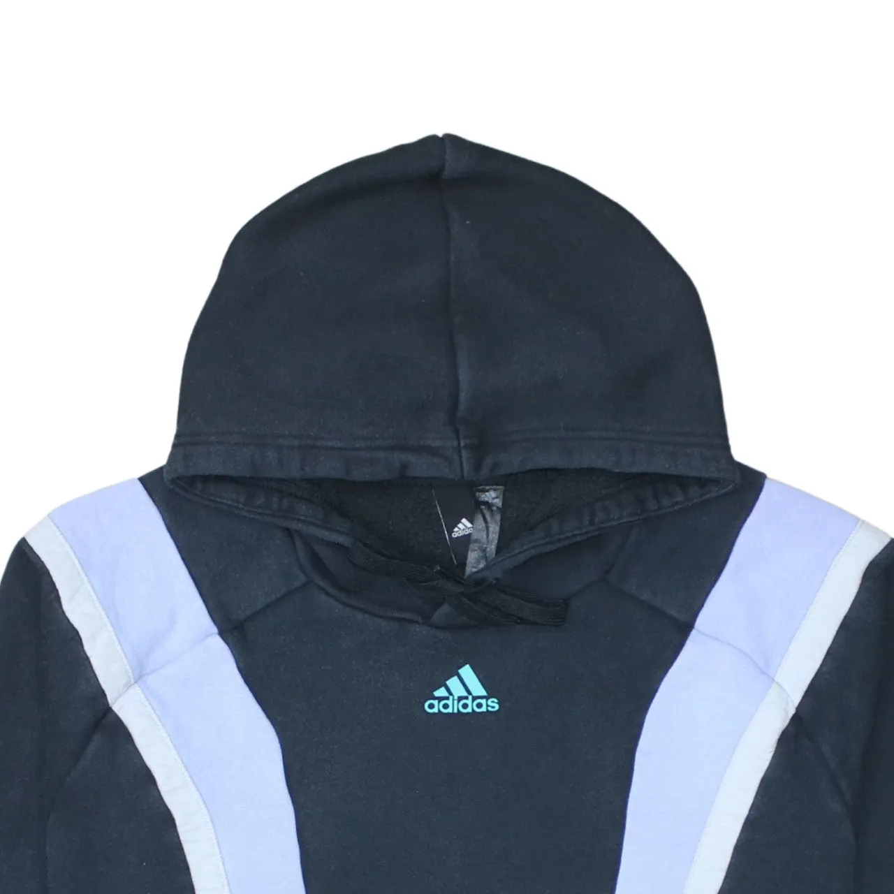 Adidas Black Hoodie Men’s Large Embroidered Logo Panel Design Three Stripe Sleeves Sweatshirt sold by Vintage Club product image thumbnail 3