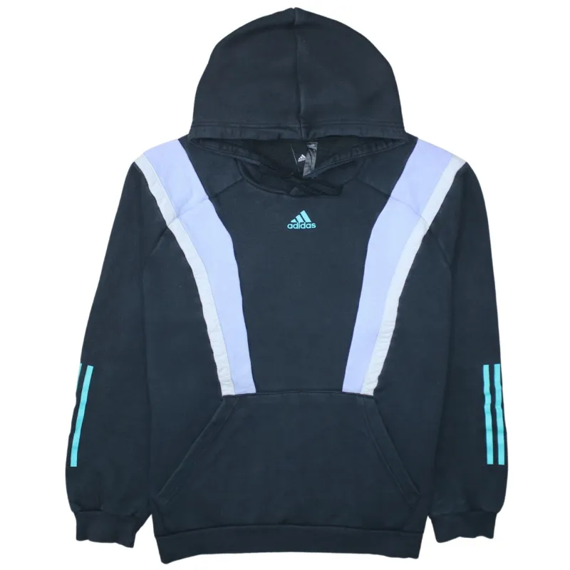 Adidas Black Hoodie Men’s Large Embroidered Logo Panel Design Three Stripe Sleeves Sweatshirt made by Adidas