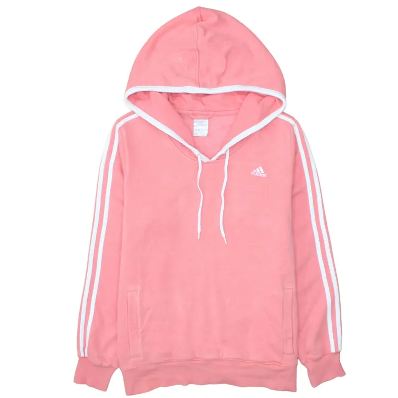 Adidas Pink Hoodie Women’s Large Three Stripe Sleeves Embroidered Logo Pullover Sweatshirt made by Adidas