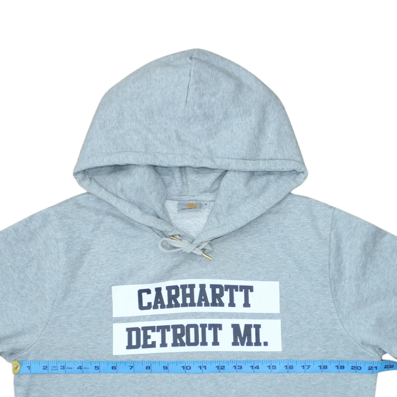 Carhartt Grey Hoodie Women's Medium Printed Detroit MI Logo Front Pocket Sweatshirt sold by Vintage Club product image thumbnail 5
