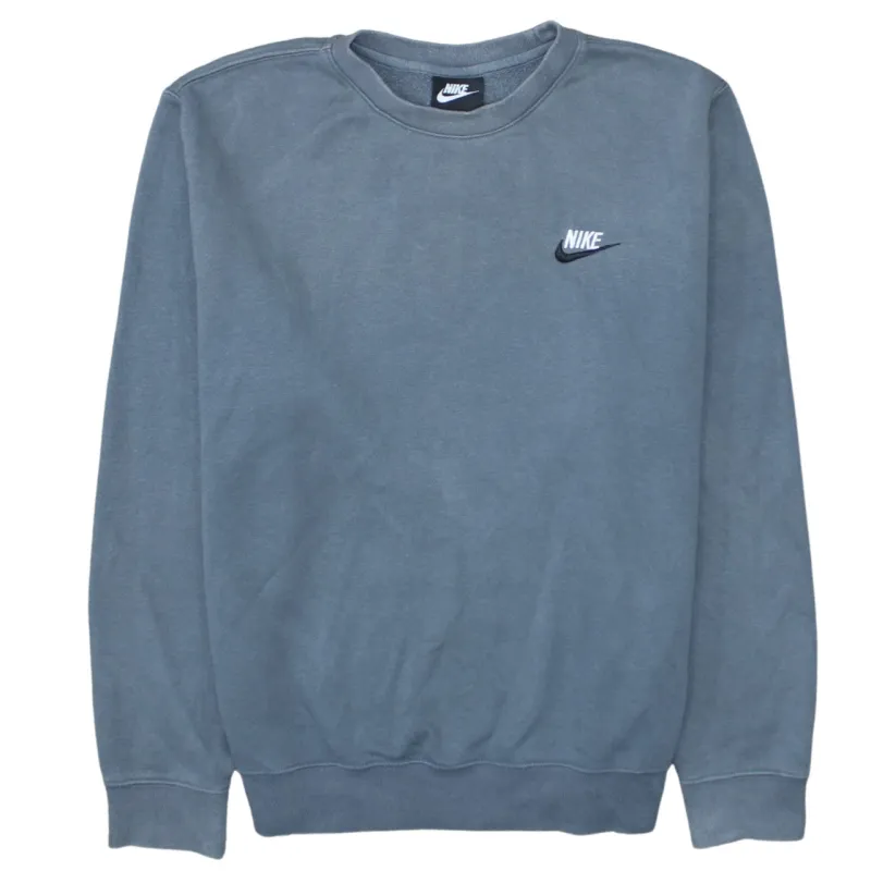 Nike Blue Crewneck Sweatshirt Men's Small Embroidered Swoosh Logo Fleece Pullover sold by Vintage Club
