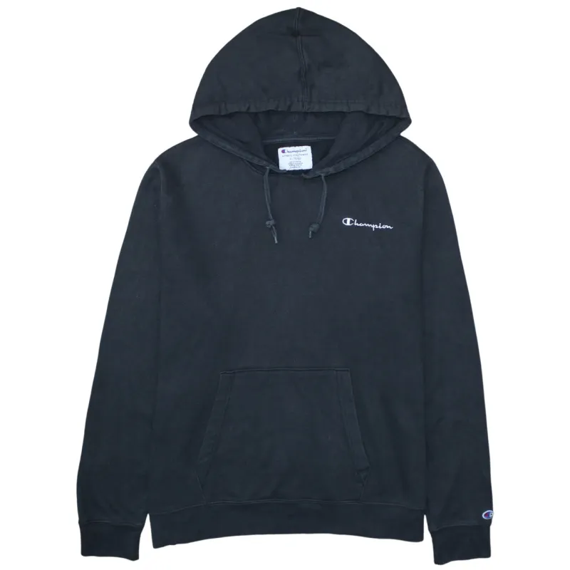 Champion Black Hoodie Men’s XLarge Embroidered Chest Logo Front Pocket Pullover Sweatshirt sold by Vintage Club