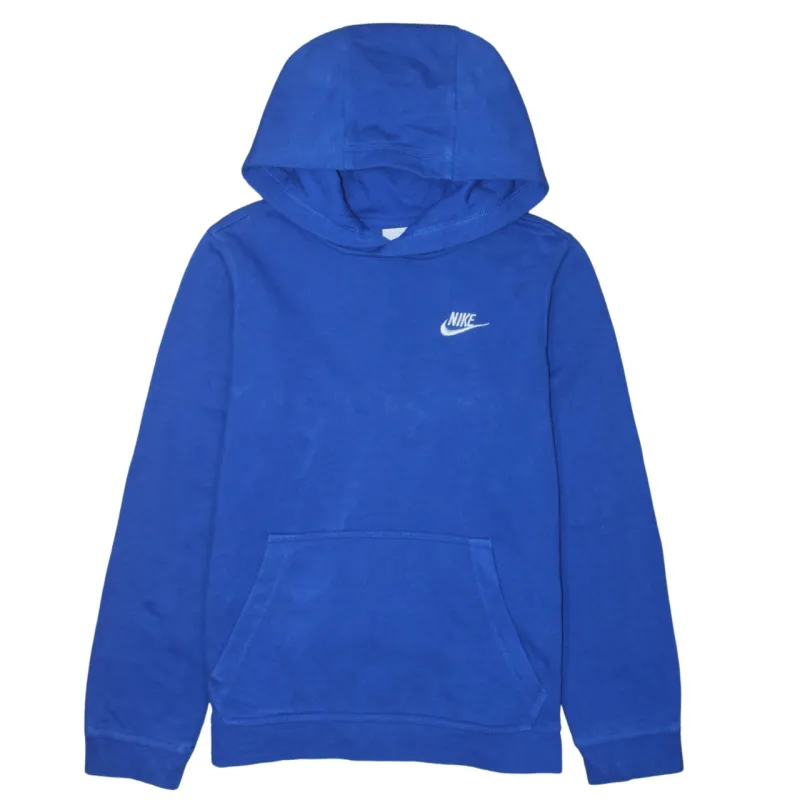 Nike Royal Blue Hoodie Women’s Large Embroidered Swoosh Logo Front Pouch Pullover Sweatshirt sold by Vintage Club