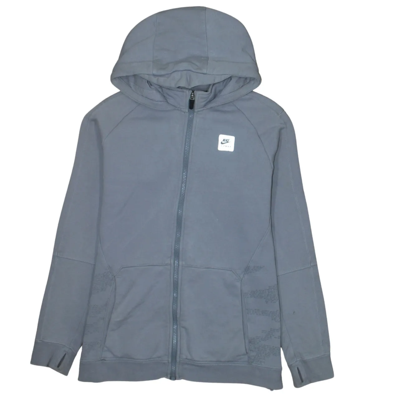 Nike Grey Full Zip Hoodie Women’s XLarge Embroidered Chest Logo Thumb Holes Casual Sweatshirt sold by Vintage Club