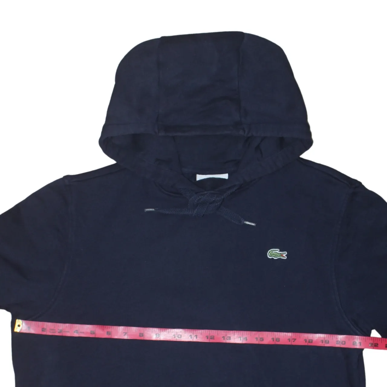 Lacoste Navy Blue Hoodie Women’s Large Embroidered Croc Logo Front Pocket Pullover Sweatshirt sold by Vintage Club product image thumbnail 5