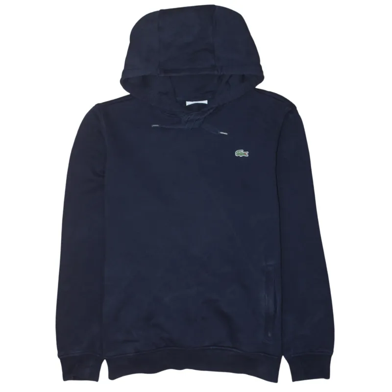 Lacoste Navy Blue Hoodie Women’s Large Embroidered Croc Logo Front Pocket Pullover Sweatshirt made by Lacoste