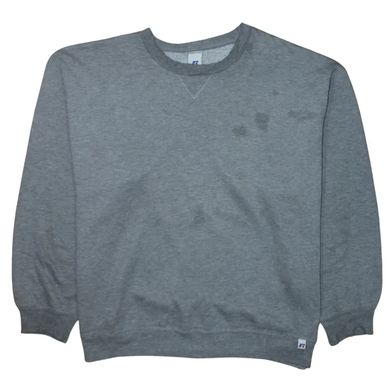Russell Athletic Grey Sweatshirt Men's XLarge Small Logo Ribbed Cuffs Crewneck Pullover sold by Vintage Club