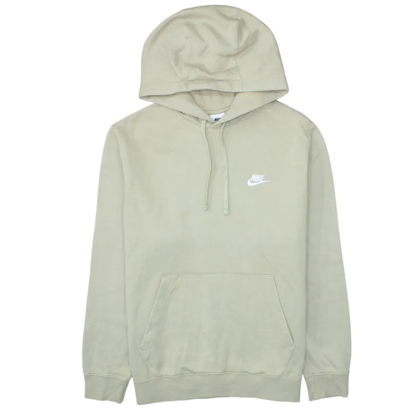 Nike Beige Cream Hoodie Men's Medium Embroidered Swoosh Logo Fleece Pullover Sweatshirt sold by Vintage Club