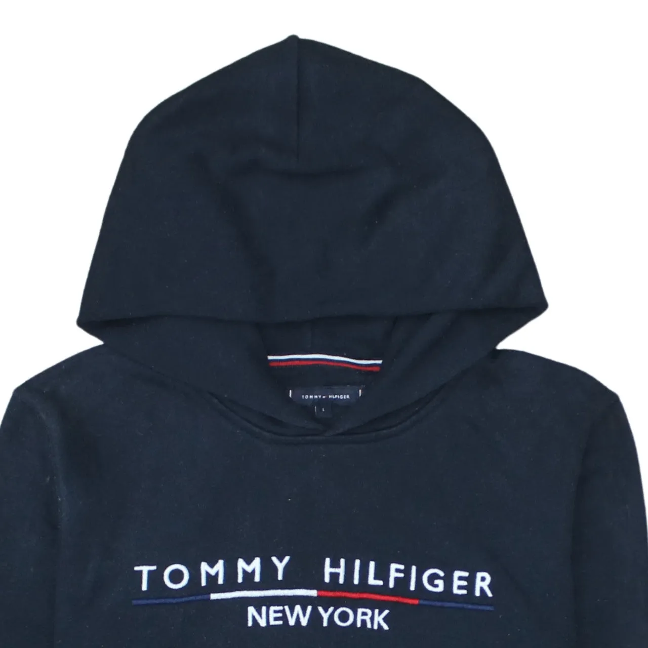 Tommy Hilfiger Black Hoodie Women’s Large Embroidered New York Logo Front Pocket Sweatshirt sold by Vintage Club product image thumbnail 3