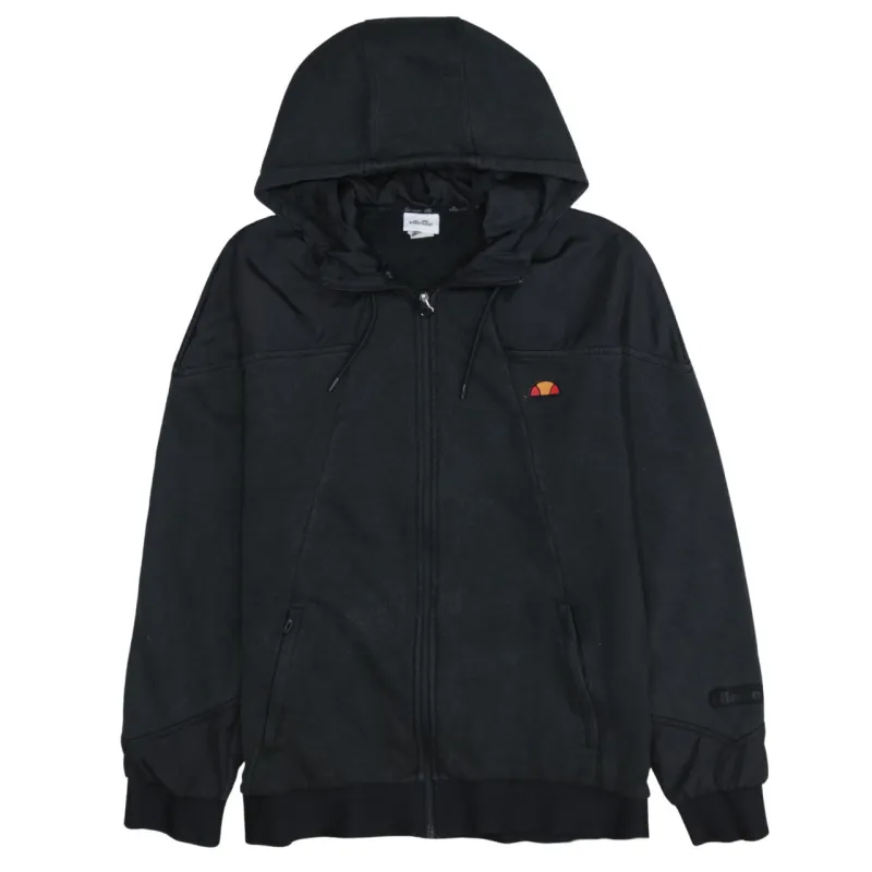 Ellesse Black Full Zip Hoodie Women’s Large Embroidered Chest Logo Zip Pockets Jacket sold by Vintage Club