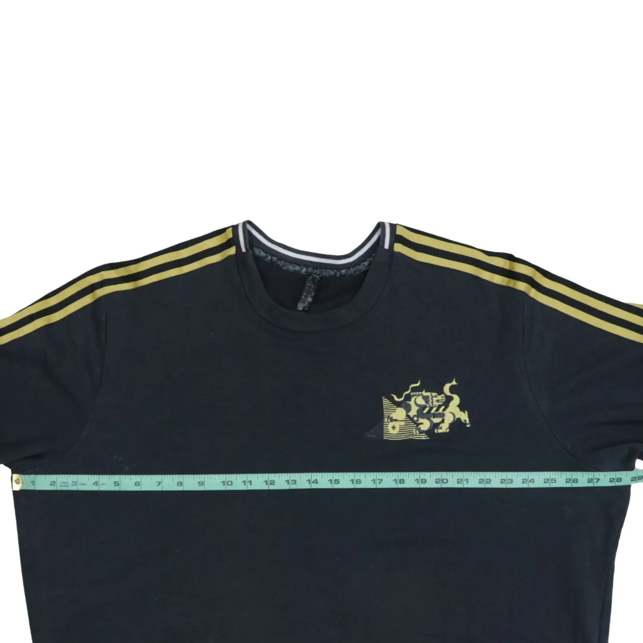 Adidas Black Sweatshirt Men’s XXLarge Yellow Three Stripe Sleeves Printed Chest Logo Pullover Top sold by Vintage Club product image thumbnail 5