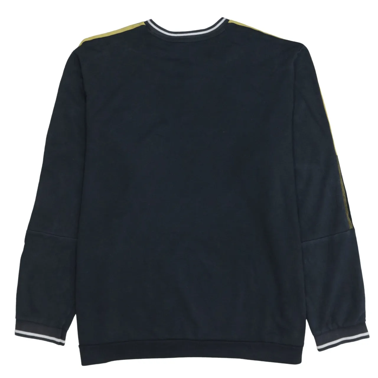 Adidas Black Sweatshirt Men’s XXLarge Yellow Three Stripe Sleeves Printed Chest Logo Pullover Top sold by Vintage Club product image thumbnail 2