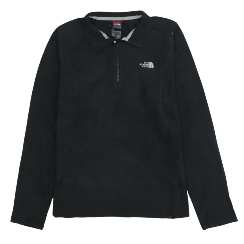 The North Face Black Fleece Jumper Women’s Medium Embroidered Chest Logo Quarter Zip Pullover Top made by Vintage Club