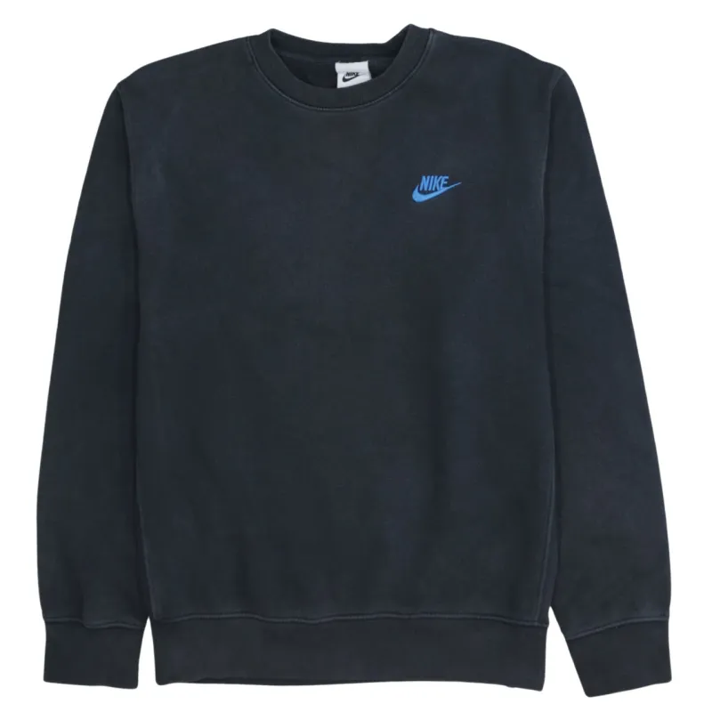 Nike Black Sweatshirt Men's XSmall Embroidered Blue Swoosh Logo Crewneck Pullover Jumper made by Nike