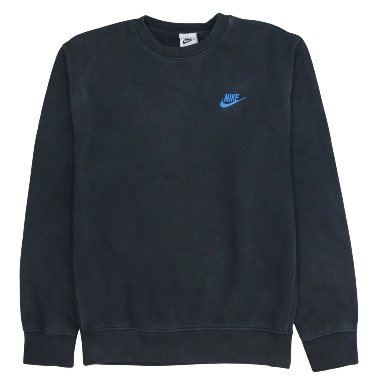 Nike Black Sweatshirt Men's XSmall Embroidered Blue Swoosh Logo Crewneck Pullover Jumper sold by Vintage Club