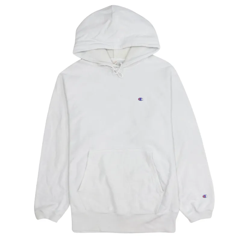 Champion White Hoodie Men's Medium Embroidered C Logos Front Pocket Pullover Sweatshirt sold by Vintage Club