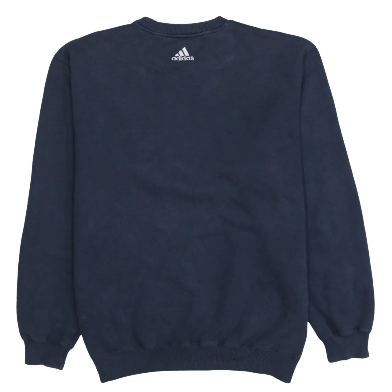 Adidas Navy Blue Sweatshirt Men's Large Embroidered Chest Patch Logo Crewneck Pullover sold by Vintage Club product image thumbnail 2