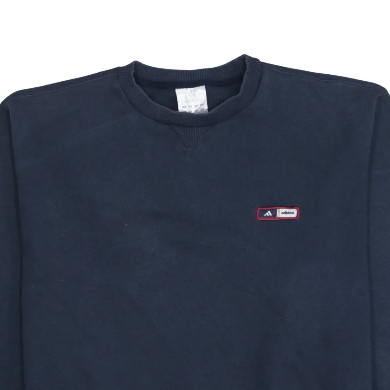 Adidas Navy Blue Sweatshirt Men's Large Embroidered Chest Patch Logo Crewneck Pullover sold by Vintage Club product image thumbnail 3