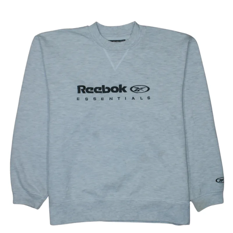 Reebok Light Grey Sweatshirt Women’s Size 10 Printed Essentials Logo Crewneck Pullover sold by Vintage Club
