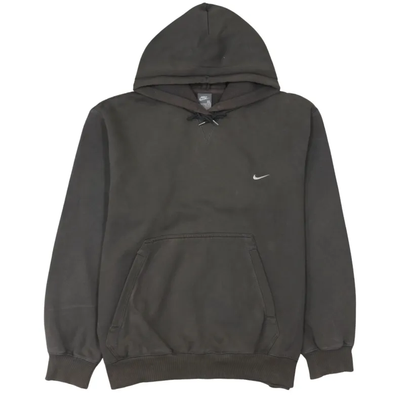 Nike Dark Grey Hoodie Men’s XLarge Embroidered Swoosh Drawstring Neck Fleece Pullover Sweatshirt sold by Vintage Club