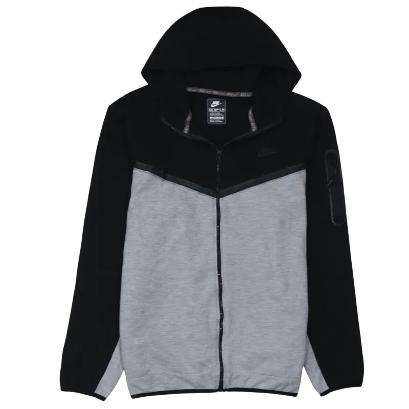 Nike Black Grey Full Zip Hoodie Women’s XXLarge Embroidered Logo Panel Design Tech Fleece Jacket sold by Vintage Club