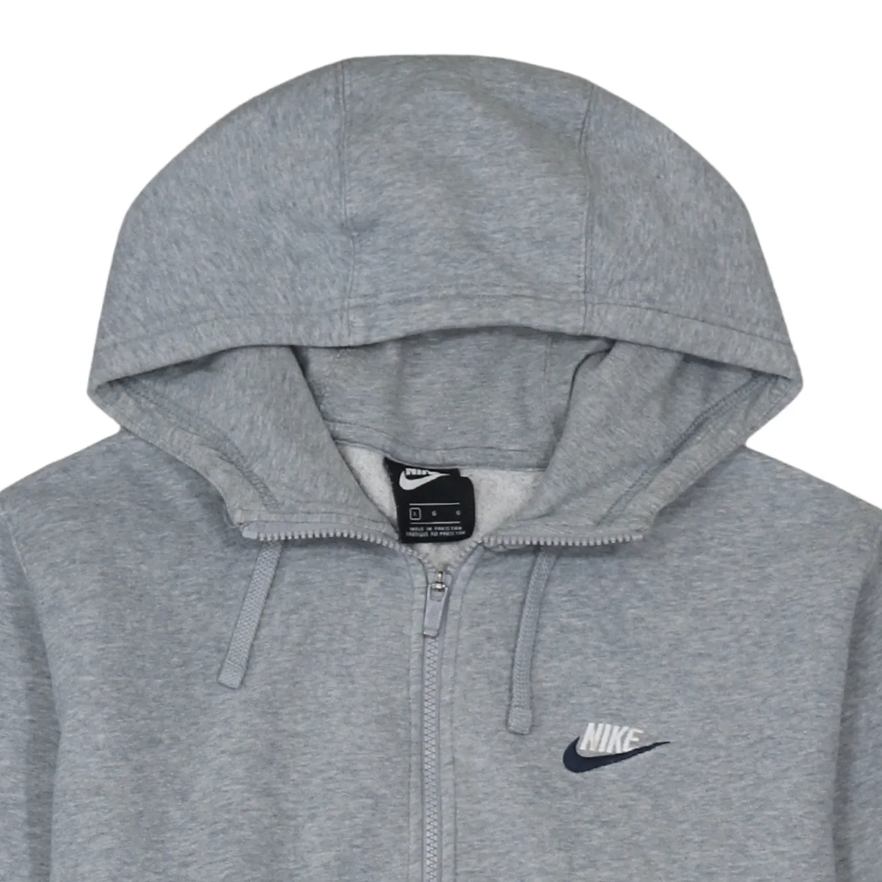 Nike Grey Full Zip Hoodie Men's Large Embroidered Swoosh Drawstring Hood Pockets Sweatshirt sold by Vintage Club product image thumbnail 3