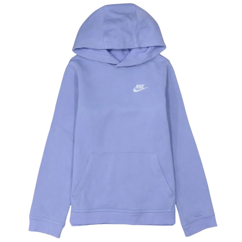 Nike Lilac Blue Hoodie Women’s Large Printed Swoosh Logo Front Pocket Pullover Sweatshirt sold by Vintage Club